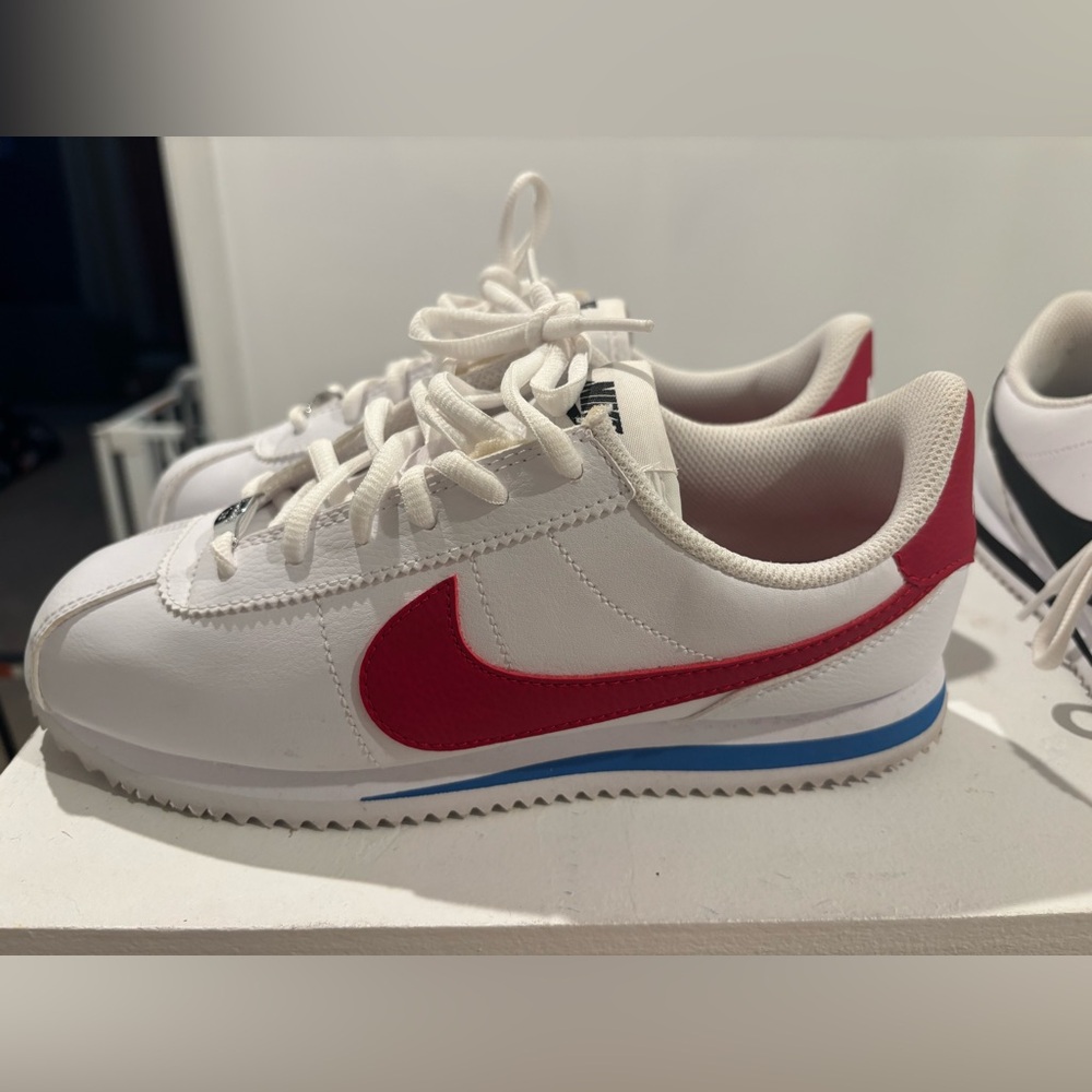 Nike White and Red Cortez Sneakers